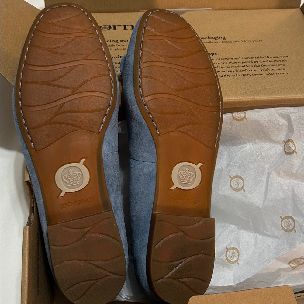 Born Petula Light Blue Floral Suede Flats size 9 NIB - Picture 4 of 6